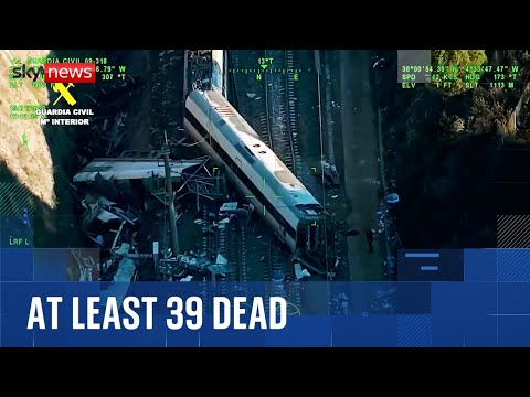 New aerial images of train derailment in Spain