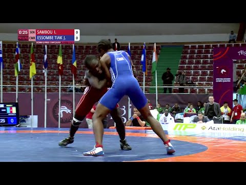 Round 4 FW - 53 kg: I. SAMBOU (SEN) df. J. ESSOMBE TIAK (CMR) by FALL, 2-0