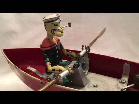 Windup 1935 Hoge Antique Popeye Rowboat