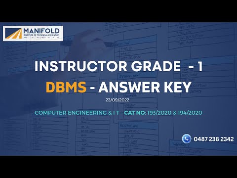 Instructor Grade - 1 Database Management System Answer Key | Computer Engineering | Kerala PSC Exam