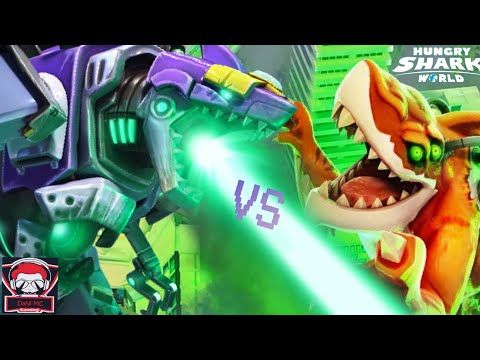 New Mecha Sharkjira vs Meltdown Shark - Hungry Shark World DaNi MC Gaming