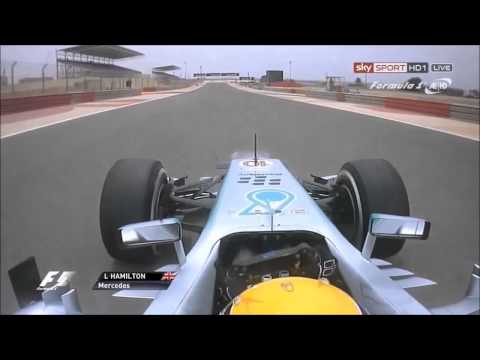 F1 Bahrain GP 2013 - Hamilton Suspension Failure in FP3    Onboard