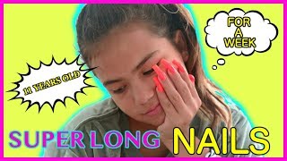 11 YEARS OLD WORE SUPER LONG ACRYLIC NAILS FOR A WEEK SISTER FOREVER