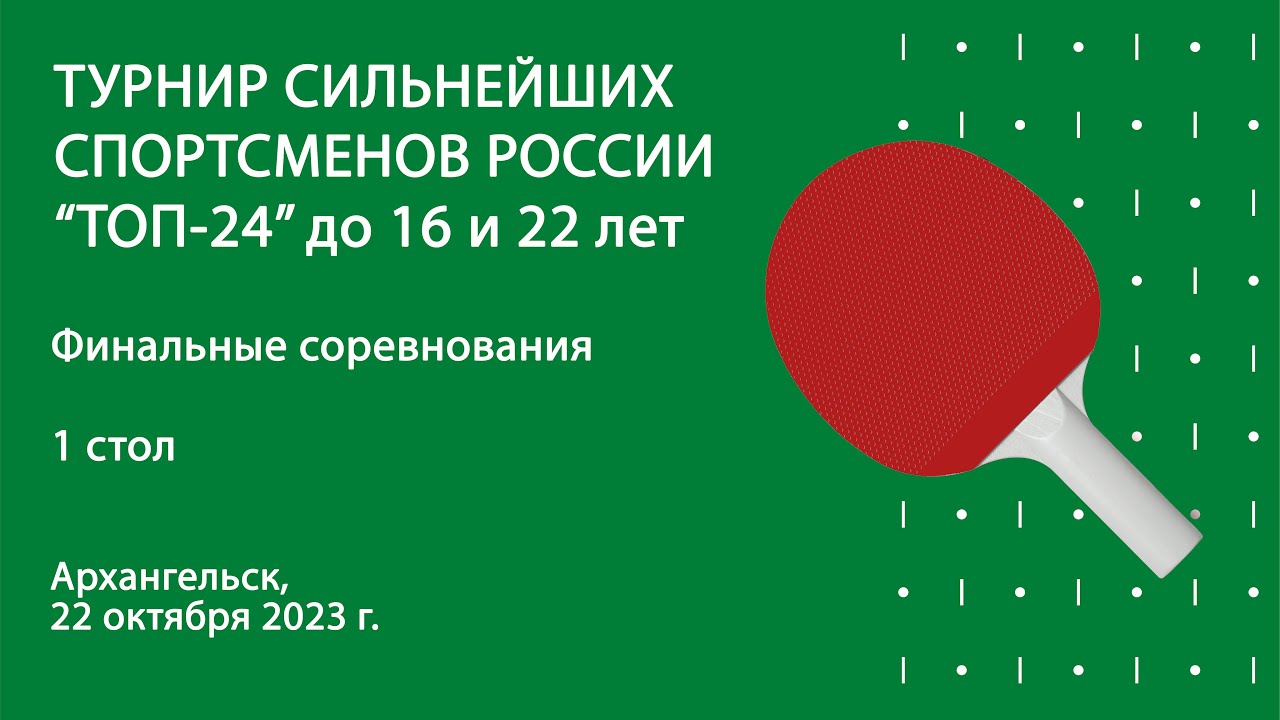 Турнир сильнейших спортсменов России. "ТОП-24" до 16 и 22 лет. 1 стол. 22.10.23