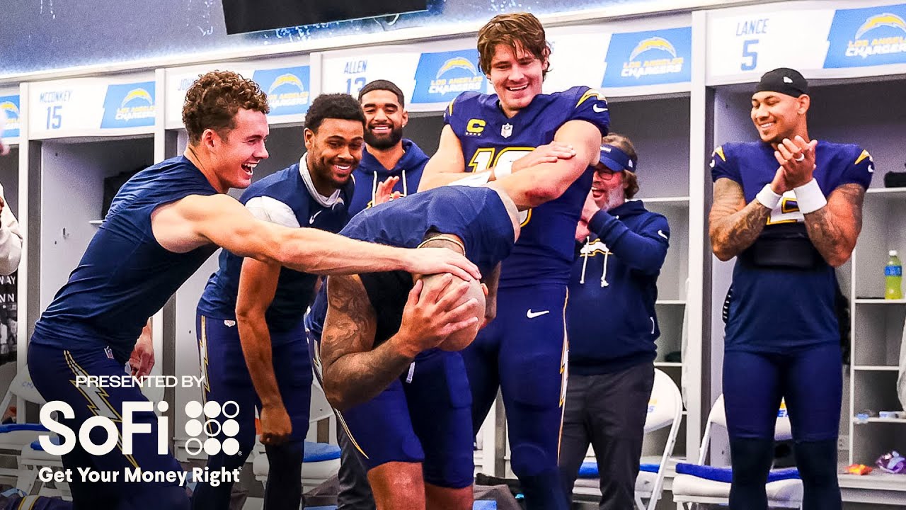 Jim Harbaugh Locker Room Victory Speech Vs Raiders | LA Chargers