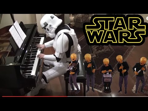 Stormtrooper plays Cantina Band music on piano - Starwars soundtrack