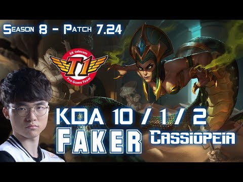 SKT T1 Faker CASSIOPEIA vs KASSADIN Mid - Patch 7.24 KR Ranked