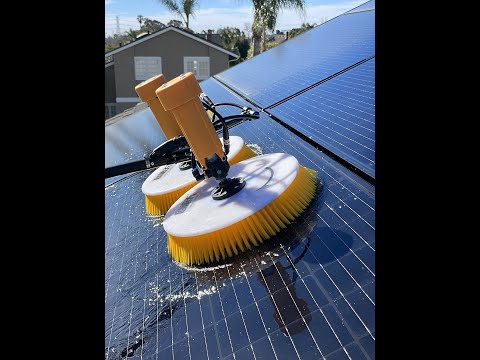 Double Brush 25in Wide Battery Powered Solar   Glass    Atrium Brush