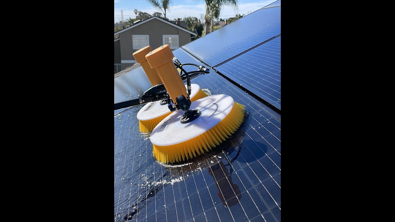 Double Brush 25in Wide Battery Powered Solar   Glass    Atrium Brush