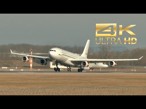 (4K) Airbus A340-212 Sky Prime HZ-SKY1 arrival at Munich Airport MUC EDDM SIKO 2023 MSC23