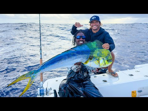 BIG Mahi-Mahi In ROUGH Seas | Extreme Deep Sea Fishing (Catch and Cook)