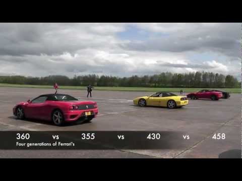 4 generations of Ferrari head to head: 360 vs 355 vs 430 vs 458