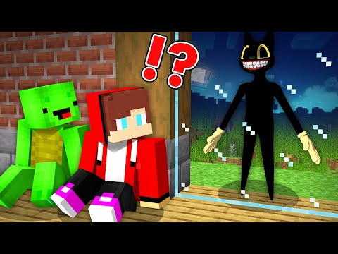 Maizen JJ & Mikey - Why Cartoon Cat Want to KILL JJ and Mikey Outside The Window at night in Minecraft Maizen