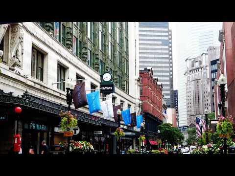 Rainy Day In Downtown Boston, Massachusetts | Walk to Boston Harbor