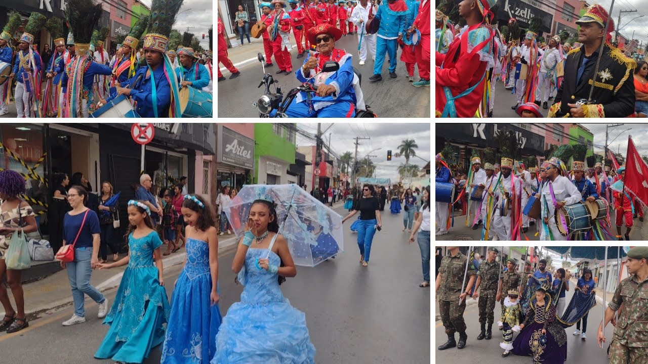 Catopês Marujos Caboclinhos Princesa Rainha Exército Banda de Música da Polícia Militar