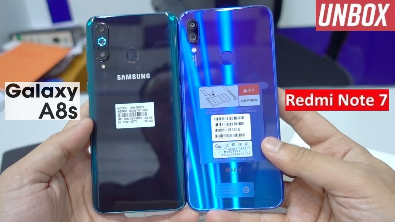 Samsung Galaxy A8s Green Unboxing | Comparision with Redmi Note 7 | Review🔥