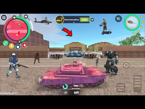 Rope Hero: Vice Town - (Pink Tank Fight Zombies Army Men) Tank in Warehouse - Android Gameplay HD