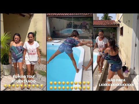 ARIETE IMPLICA COM MAMÃE JU E EMPURRA NA PISCINA - Stories Yarley Ara e Titia Rayon
