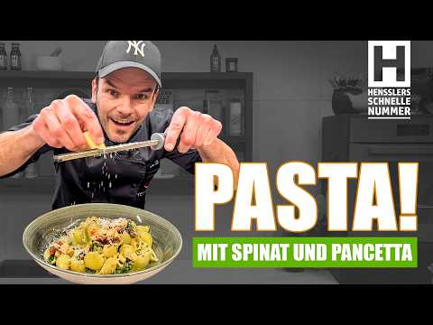 Savory meets sweet – pasta with pancetta & spinach