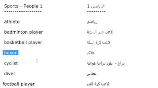 كلمات انجليزية الدرس 181 اسماء الرياضين باللغة الانجليزية الجزء 1