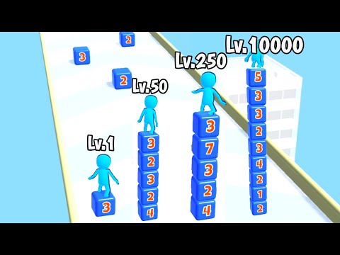 Level Up Rider - Match Game, Level Up Numbers Stack Master Max Level 1-16 Gameplay Walkthrough Part1