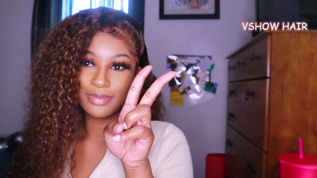 V Show Hair Amazon Highlight Deep Wave 4*4 Lace Frontal 100% Human Hair Wigs