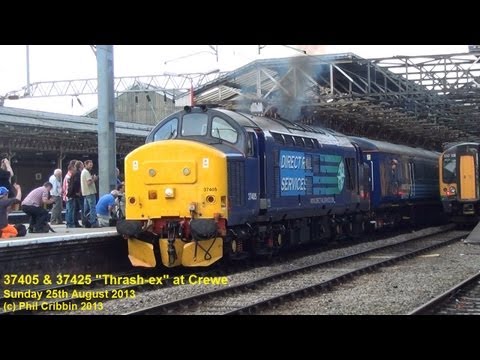 37405 & 37425 "Thrashex" at Crewe - 25th August 2013