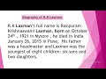 Biography of R K Laxman