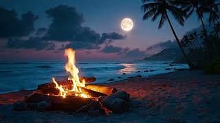Relaxing Autumn Sea Morning 🔥 Warm Campfire & Nature Sounds for Calm and Reflection