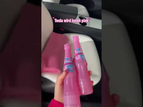 Tesla wird innen pink 🚗💗 #tesla #car #dekor