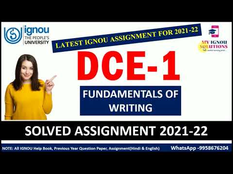 DCE 1 Solved Assignment 2021-22 | Fundamentals of Writing | IGNOU Solved Assignment 2021-22