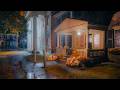 Rainy Autumn Night Walk In Woodstock Vermont ️ New England 4K Binaural Audio Umbrella Rain