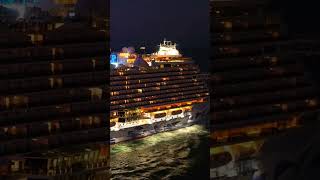 Norwegian VIVA NCL cruise ship sailing at night