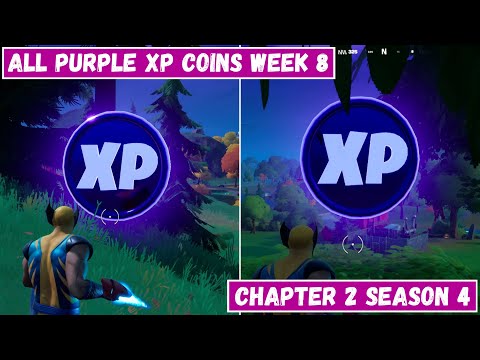 All 2 Purple XP Coins Locations Week 8! - Purple Power Punch Card Fortnite Chapter 2 Season 4