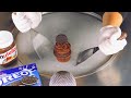 ASMR Nutella OREO Cupcake Ice Cream Rolls How To Make Chocolate Cake And Cookies To Ice Cream
