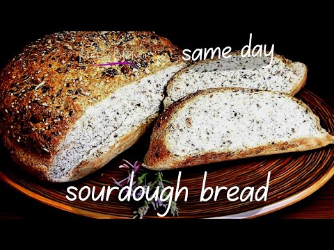 BAKING same day SOURDOUGH BREAD w/ nuts & seeds. Recipe below 👇🏼 #sourdoughbread #sourdoughrecipe