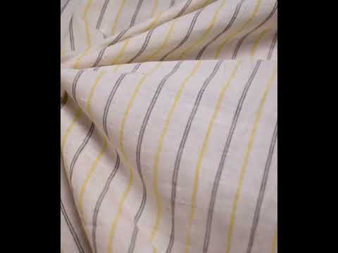 Stripe Yellow & Black Khadi Cotton 65 GSM Handwoven Fabric — video