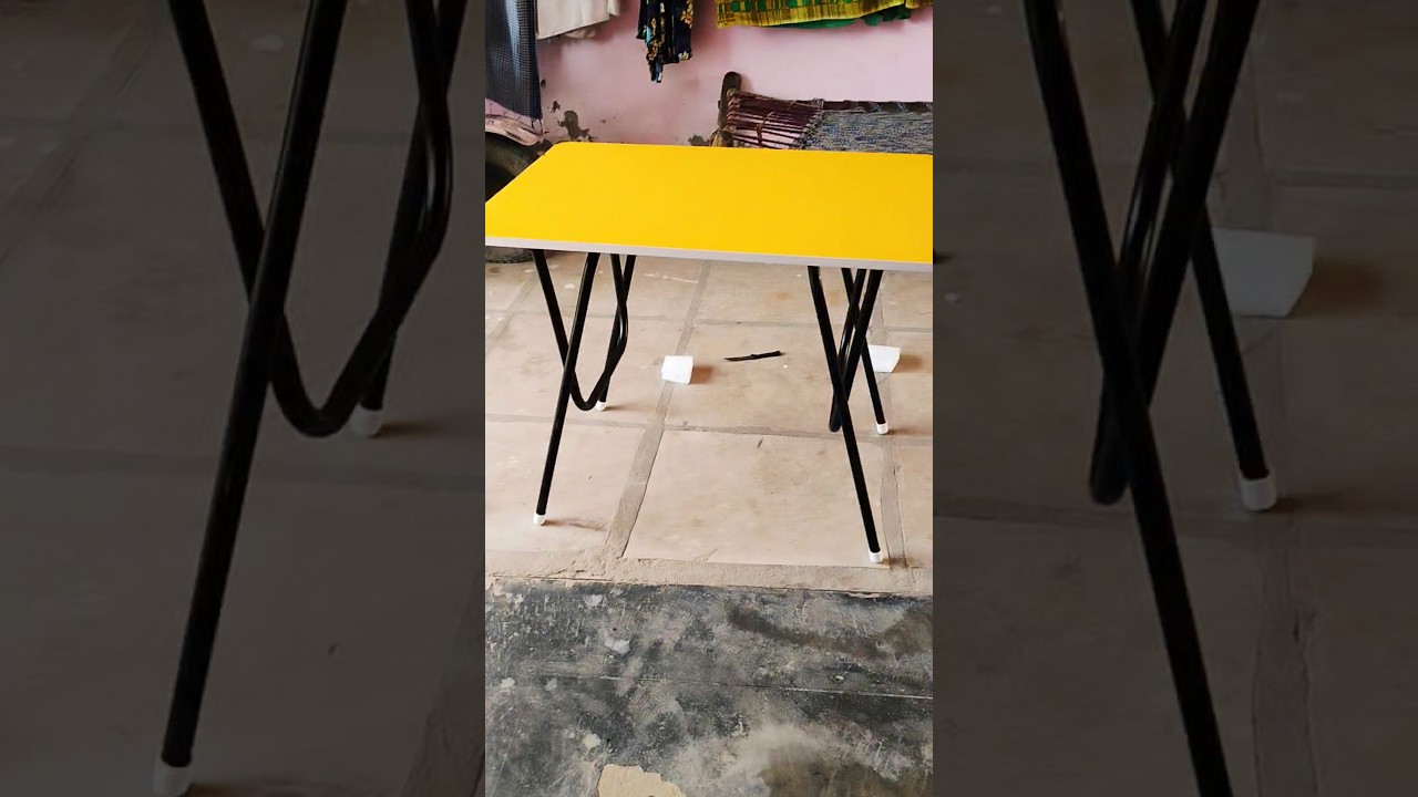 EuroQon Fold Space Saver Foldable Engineered Wood Study Table Yellow Smart Yellow Particle Board |