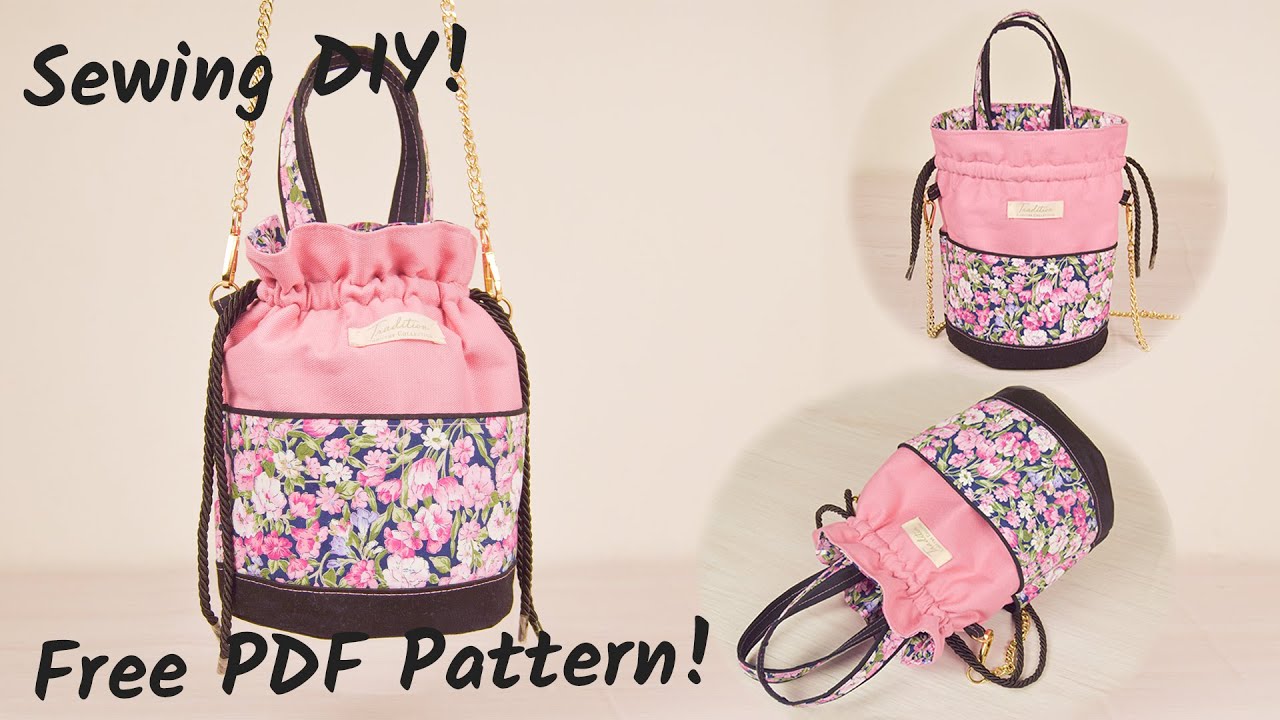 DIY Easy Drawstring Bucket Bag with Multiple Pockets | Sewing Tutorial and Free PDF Pattern