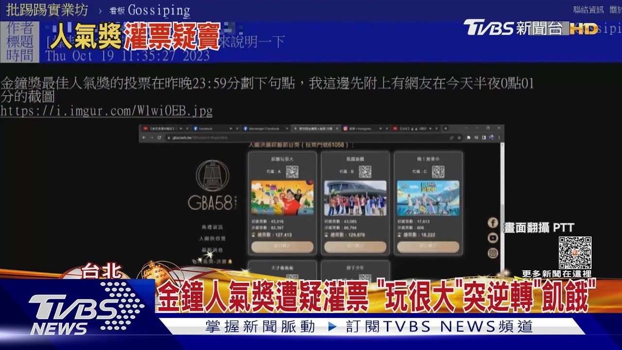 金鐘人氣獎遭疑灌票!網揪《玩很大》8小時暴增7千票逆轉《飢餓》