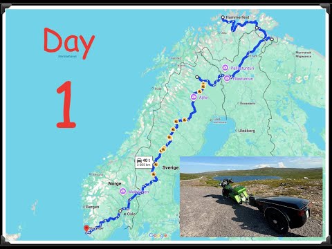 Day 1/6 of the return journey home to Southern Norway, through Sweden and Finland, from Hammerfest.