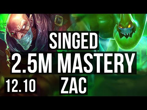SINGED vs ZAC (TOP) | 2.5M mastery, 4/1/9, 300+ games | NA Diamond | 12.10