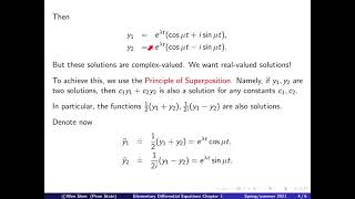 Video3-7: Complex roots; introduction and derivations. Elementary Differential Equations