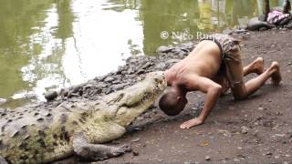 Costa Rica, Chito and Poncho The Famous Crocodile Man and his famous Crocodile  `On the Island One`