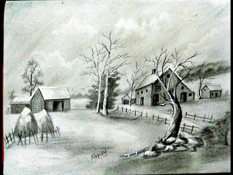 landscape drawing with pencil/Pencil sketch Video