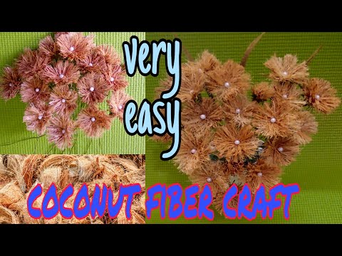 Coconut fiber craft I Flower making I Best out of waste coconut fibrers I DIY I Coconut fiber flower
