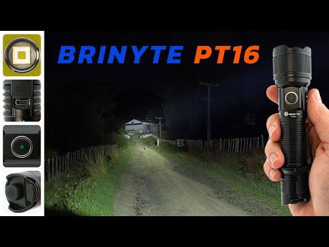 Brinyte PT16 Tactical Flashlight - Dual Tail Switches, 2000 Lumens - 600m Range - USB Type C