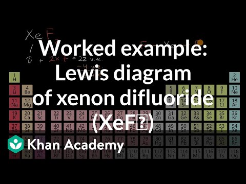 工作實例。二氟化氙的劉易斯圖（XeF₂）｜AP化學｜可汗學院。 (Worked example: Lewis diagram of xenon difluoride (XeF₂) | AP Chemistry | Khan Academy)