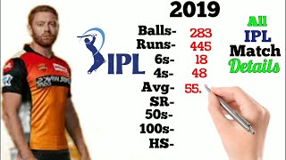 Jonny Bairstow IPL Career | Balls | Runs | 6s | 4s | 50s | 100s | Sunrisers Hyderabad | IPL 2021 |