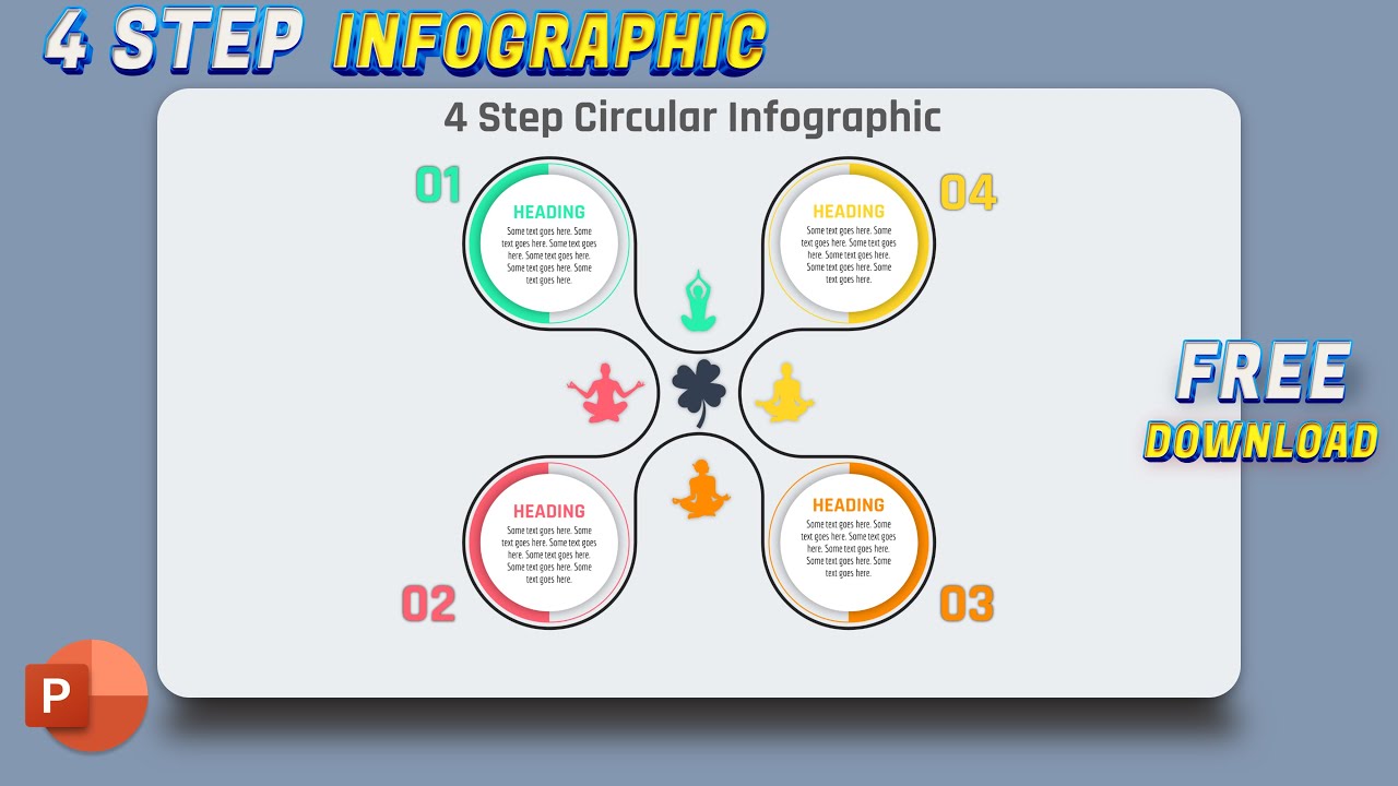 90.PowerPoint Tutorial 4 Step Circular Line Infographic Presentation